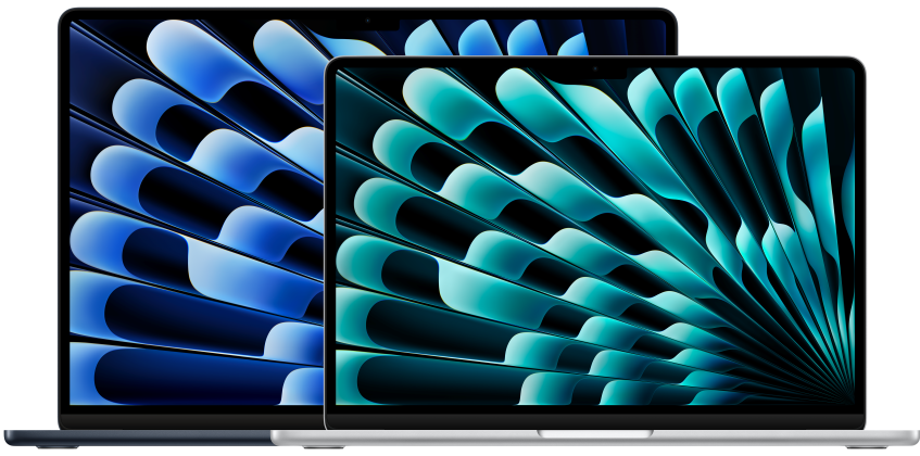 MacBook_Air_15-in_M3_Chip_Midnight_MacBook_Air_13-in_M3_Chip_Silver_Pure_Front_2-up_Screen__USEN-1